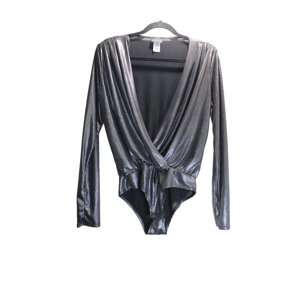 Day G Metallic Bodysuit Silver Size Large